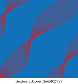 Abstract Blue Background with Flowing Red Lines Pattern