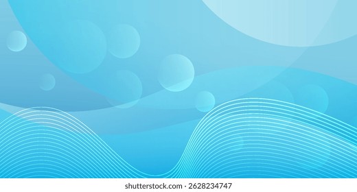 Abstract blue background with flowing wave lines, circular light bokeh effects, and smooth gradient layers. Modern and clean design ideal for business, technology - Powered by Shutterstock - Get 15% off with code: PIKWIZARD15