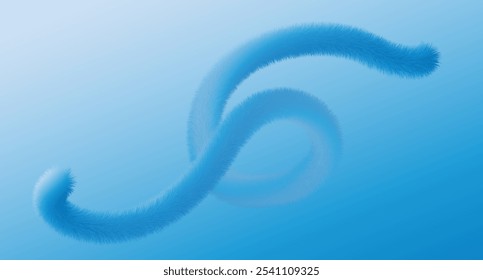 Fundo azul abstrato com forma de linha espiral macia. Ilustração vetorial.