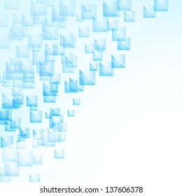 abstract blue background with flying squares