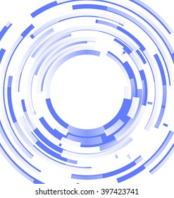 Abstract blue background frame blended elements striped transparency cut from circles - vector