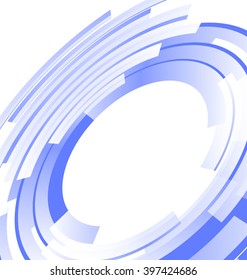 Abstract blue background frame blended elements striped transparency cut from circles - vector