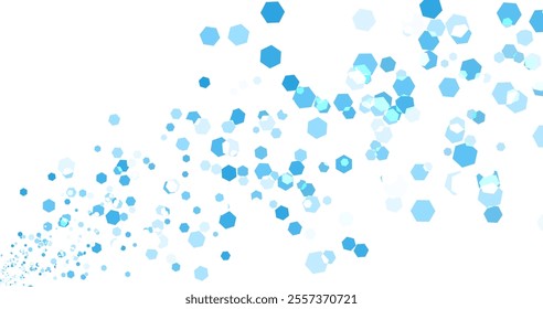abstract blue background frame of geometric shapes. Circular ornament. Pattern of dots, particles, molecules, fragments. Poster for technology, medicine, presentations, business.