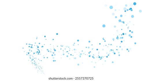abstract blue background frame of geometric shapes. Circular ornament. Pattern of dots, particles, molecules, fragments. Poster for technology, medicine, presentations, business.
