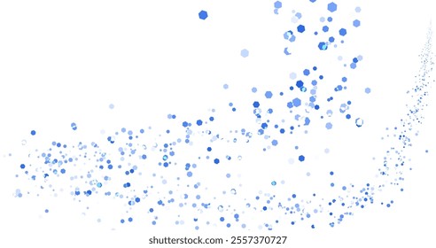 abstract blue background frame of geometric shapes. Circular ornament. Pattern of dots, particles, molecules, fragments. Poster for technology, medicine, presentations, business.