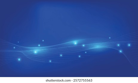 abstract blue background with futuristic flowing wave line and glowing light