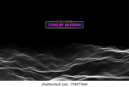 Abstract blue background. Futuristic  vector illustration. Technology background. Big data. Wave 3d abstract.