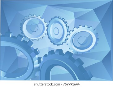abstract blue background with gears