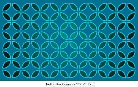 abstract blue background. Abstract Geometric background Design with Gradient Teal Interlocking Leaf Motifs. Modern background Organic Geometric Pattern design