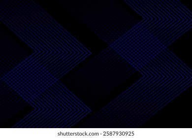 Abstract blue background. Geometric lines pattern. Shiny blue gradient lines. Futuristic technology graphic design. Suit for business, cover, header, wallpaper. Vector illustration.