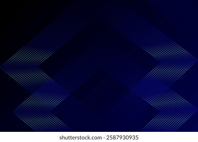 Abstract blue background. Geometric lines pattern. Shiny blue gradient lines. Futuristic technology graphic design. Suit for business, cover, header, wallpaper. Vector illustration.