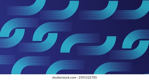 Abstract blue background. Geometric lines pattern. Shiny blue gradient lines. Futuristic technology graphic design. Suit for business, cover, header,