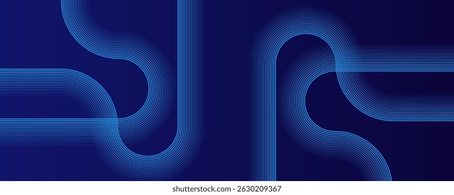 Abstract blue background. Geometric lines pattern. Shiny blue gradient lines. Futuristic technology graphic design. Suit for business, cover, header, wallpaper, corporate, website, flyer