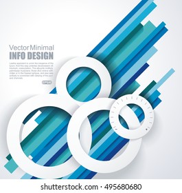 Abstract blue background with geometric lines and circle shapes. Vector illustration.