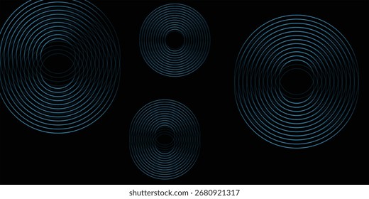 Abstract blue background. Geometric round lines pattern. Modern shiny blue gradient lines. Futuristic technology graphic