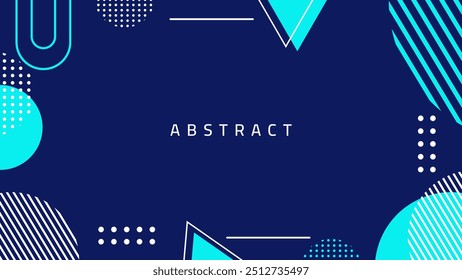 Abstract blue background with geometric shapes. Flat background design with geometric elements in white and blue colors. Vector illustration