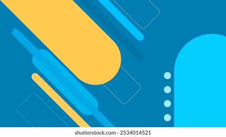 ABSTRACT BLUE BACKGROUND  WITH GEOMETRIC SHAPES FLAT ORANGE COLOR DESIGN VECTOR TEMPLATE FOR WALLPAPER, COVER DESIGN