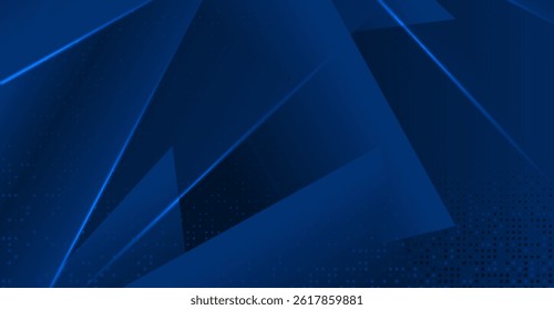 Fundo azul abstrato com formas geométricas e raios de luz, design moderno para negócios, tecnologia e apresentações, visuais cativantes com linhas dinâmicas