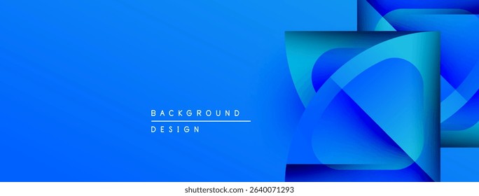 Abstract blue background. Geometric shapes overlap creating layered effect. Modern design suitable for digital projects.