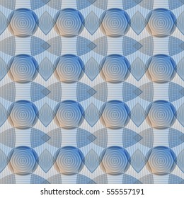 Abstract  blue background, geometric shapes with many thin lines. Seamless vector pattern. Technology background with gray lines.