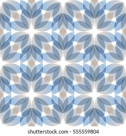Abstract blue background, geometric shapes with many thin lines. Seamless vector pattern. Technology background with gray lines. Abstract blue floral pattern.
