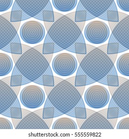 Abstract blue background, geometric shapes with many thin lines.  Seamless vector pattern. Technology background with gray lines.
