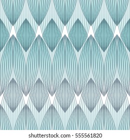 Abstract blue background, geometric shapes with many thin lines. Seamless vector pattern. Technology background with gray lines . Turquoise chevron pattern. 