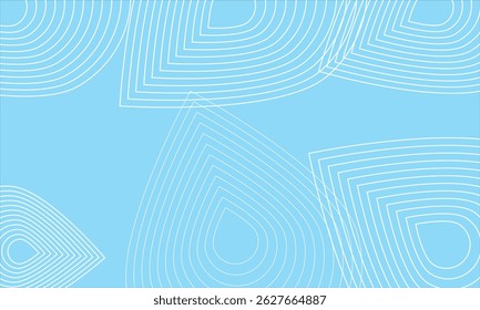 Arrière-plan bleu Abstrait avec formes géométriques en goutte d'eau et fins motifs en ligne blanche. Idéal pour le design moderne, la mise en page du web, la présentation ou l'utilisation de la template graphique.