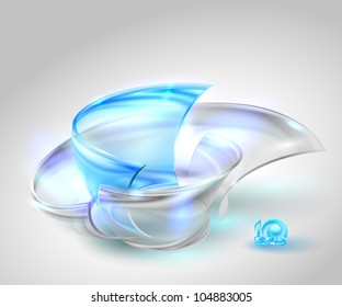 Abstract blue background with glass round shapes (no mesh)