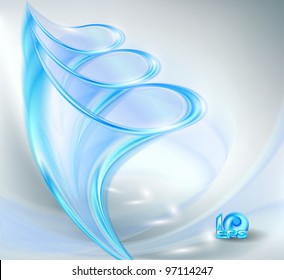 Abstract blue background with glass swirls