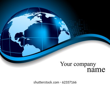 Abstract blue background with globe. Vector illustration