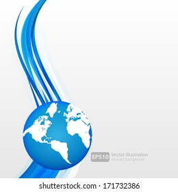 Abstract blue background with globes