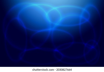 Abstract blue background with glow. Reflections of light. Shining ellipses. Vector