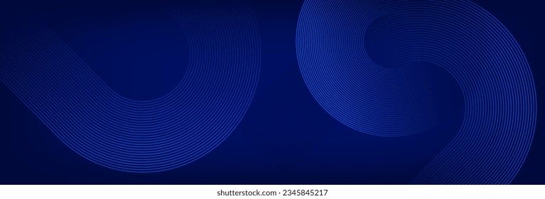 Abstrakter blauer Hintergrund mit leuchtenden Kreislinien. Modernes Design in glänzender Linie. Futuristisches Konzept. Banner, Poster, Decken, Wallpaper. Vektorgrafik