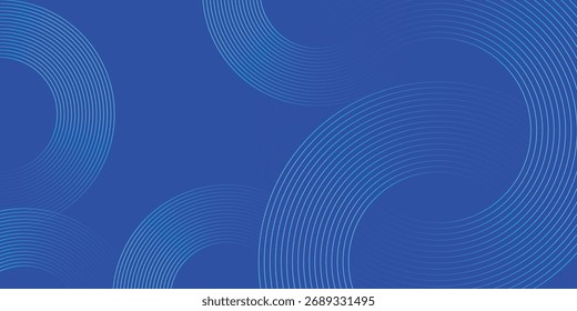 Abstract Blue Background with Glowing Circle Lines, Futuristic Technology Vector Background with Dynamic Rings