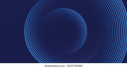 Fundo azul abstrato com linhas curvas brilhantes. Design de linhas de curva de espiral azul brilhante. Linhas espirais. Padrão geométrico oval. Tecnologia futurista