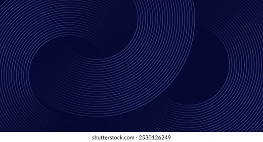 Abstract blue background with glowing curved lines. Shiny blue swirl curve lines design. Spiral lines. Geometric oval pattern. Futuristic technology concept.