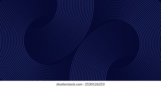 Abstract blue background with glowing curved lines. Shiny blue swirl curve lines design. Spiral lines. Geometric oval pattern. Futuristic technology concept.