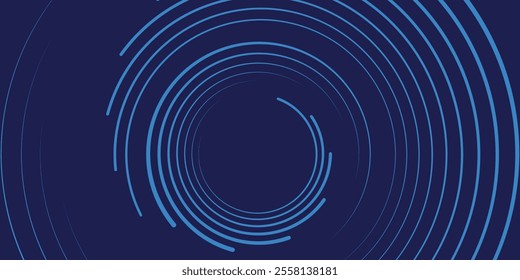 Abstract blue background with glowing curved lines. Shiny blue swirl curve lines design. Spiral lines. Geometric oval pattern. Futuristic technology concept.