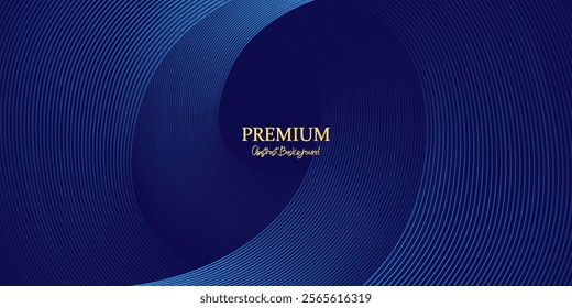 Abstract blue background with glowing curved lines. Shiny blue swirl curve lines design. Spiral lines. Geometric oval pattern. Futuristic technology concept. Vector illustration