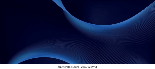 Abstract blue background with glowing curved lines. Shiny blue swirl curve lines design. Spiral lines. Geometric oval pattern. Futuristic technology concept.