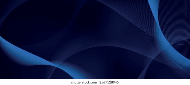 Abstract blue background with glowing curved lines. Shiny blue swirl curve lines design. Spiral lines. Geometric oval pattern. Futuristic technology concept.