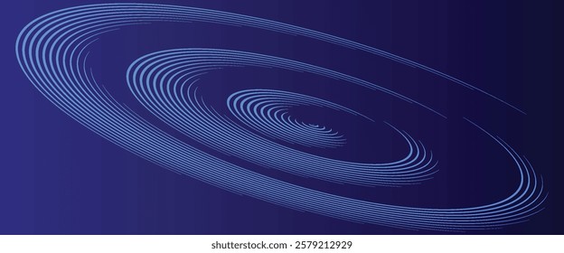 Abstract blue background with glowing curved lines. Shiny blue swirl curve lines design. Spiral lines. Geometric oval pattern. Futuristic technology concept.