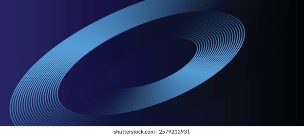 Abstract blue background with glowing curved lines. Shiny blue swirl curve lines design. Spiral lines. Geometric oval pattern. Futuristic technology concept.