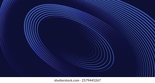 Abstract blue background with glowing curved lines. Shiny blue swirl curve lines design. Spiral lines. Geometric oval pattern. Futuristic technology concept. Vector illustration