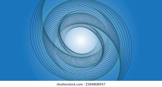 Abstract blue background with glowing curved lines.  Spiral lines. Futuristic technology concept. Vector illustration.