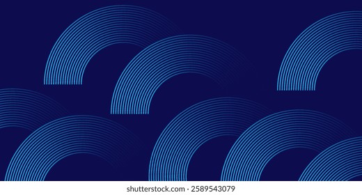 Abstract blue background with glowing curved lines. Shiny blue swirl curve lines design. Spiral lines. Geometric oval pattern. Futuristic technology