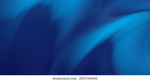 Abstract blue background with glowing curved lines. Shiny blue swirl curve lines design. Spiral lines