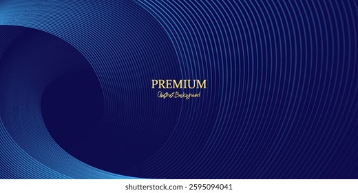 Abstract blue background with glowing curved lines. Shiny blue swirl curve lines design. Spiral lines. Geometric oval pattern. Futuristic technology concept. Vector illustration