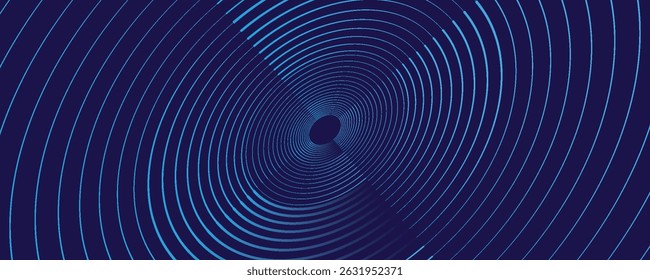 Abstract blue background with glowing curved lines. Shiny blue swirl curve lines design. Spiral lines. Geometric oval pattern. Futuristic technology concept. Vector illustration